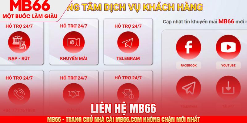 Liên hệ MB66 Live Chat được phân bố chi tiết